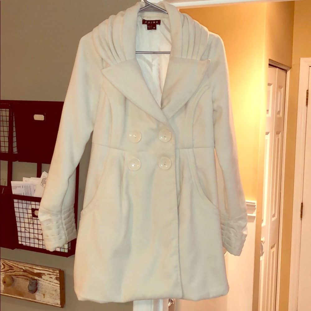 Ladies ivory winter P-Coat. Medium